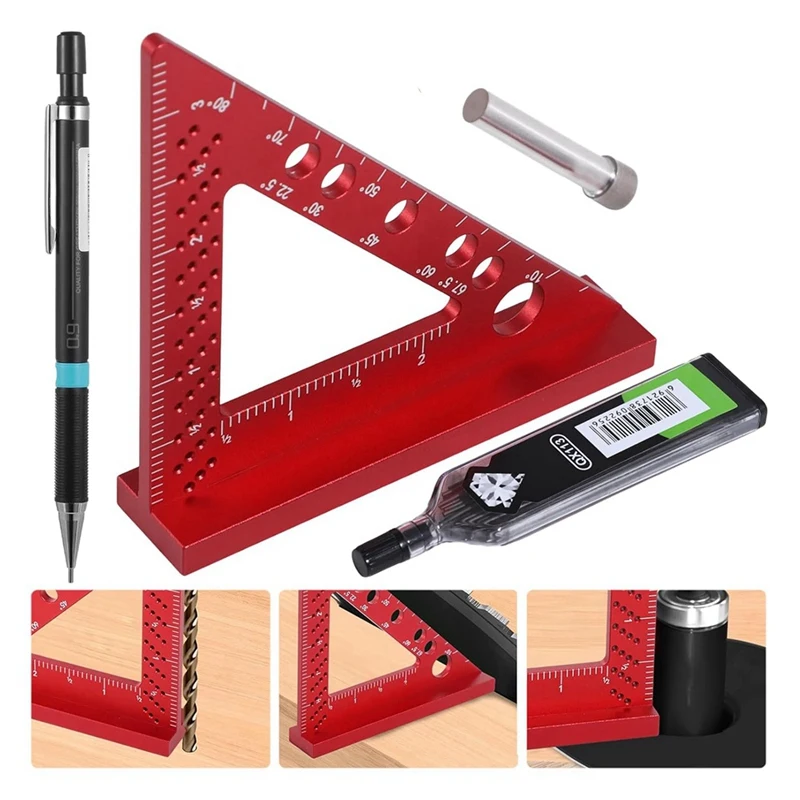 Carpenter Square Woodworking, As Shown Metal With Fixed Angle Pin And 0.09Mm Mechanical Pencil