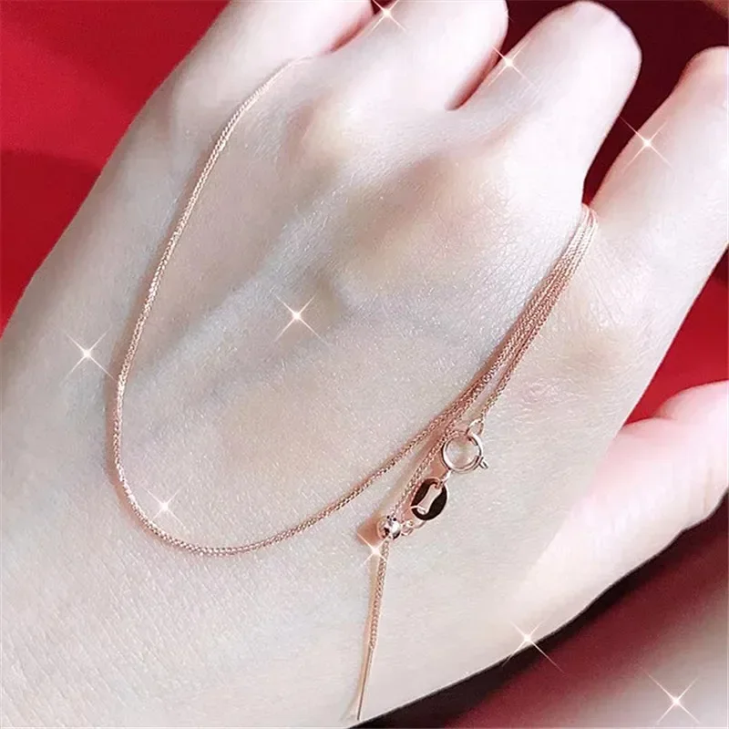 Creative Design 585 Purple Gold Plated 14K Rose Gold New in Knit Chain Simple Charm Universal Necklaces Party Accessories