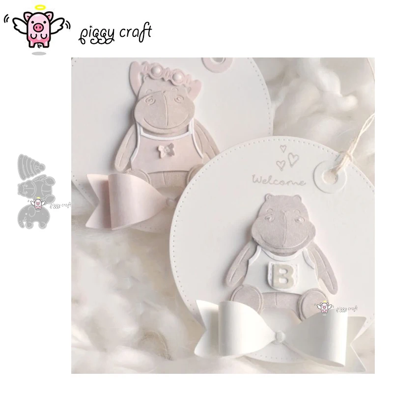 Piggy Craft Metall Schneidwerk zeuge schneiden Stanz form Hippo Elefant Spielzeug Sammelalbum Papier Handwerk Messer Form Klinge Stanz schablonen stirbt