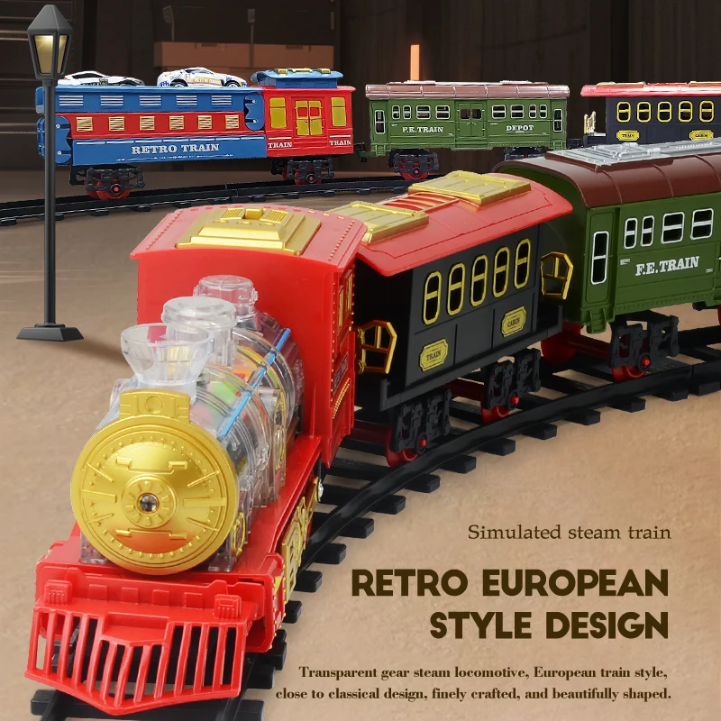 Steam train，Train Set-Electric Train Sets Toddlers Classical Train Toys,Battery-Powered Locomotive Engine with Sound and Lights