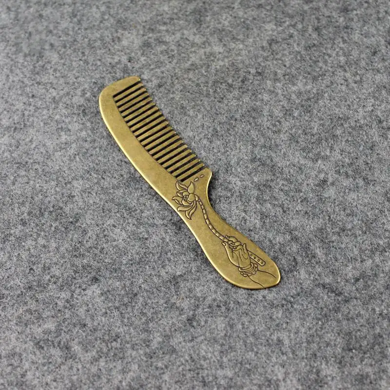 THANKSGIVING gift brass copper Buddha hand lotus Fine-tooth Hairdressing Combs Tangled Straight Hair Comb Care Styling Tool