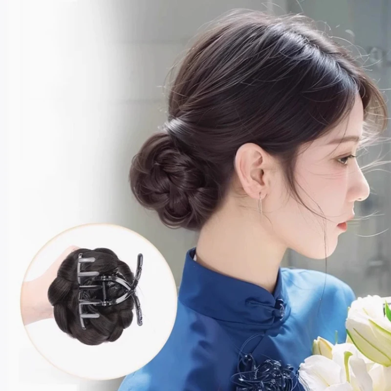 Синтетический парик, пучок, шаровая форма головы, плетеный шиньон, танцовщица, женская заколка для волос, аксессуары для укладки волос
