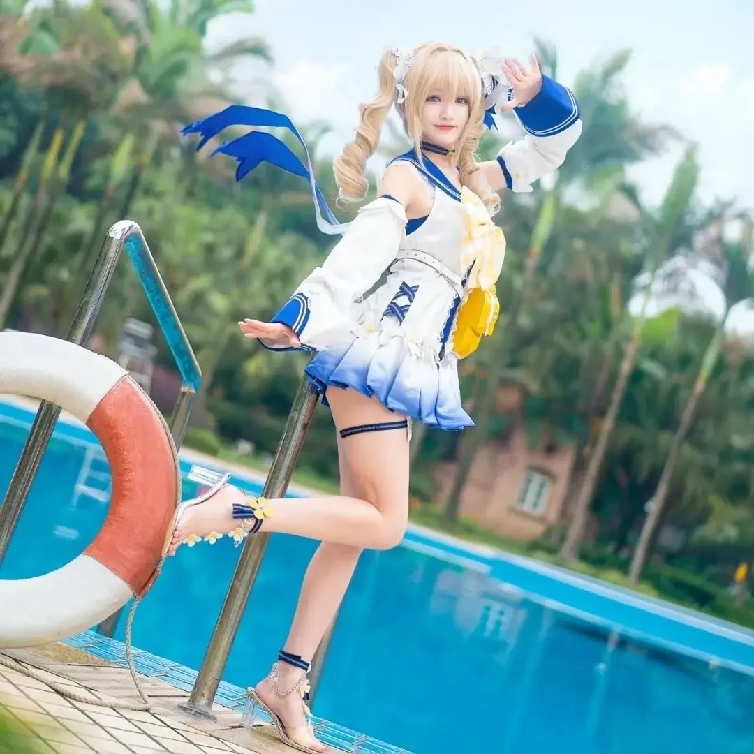 Cosplay jogo genshin impacto traje barbara maiô de uma peça peruca para as mulheres verão bonito menina terno halloween carnaval festa
