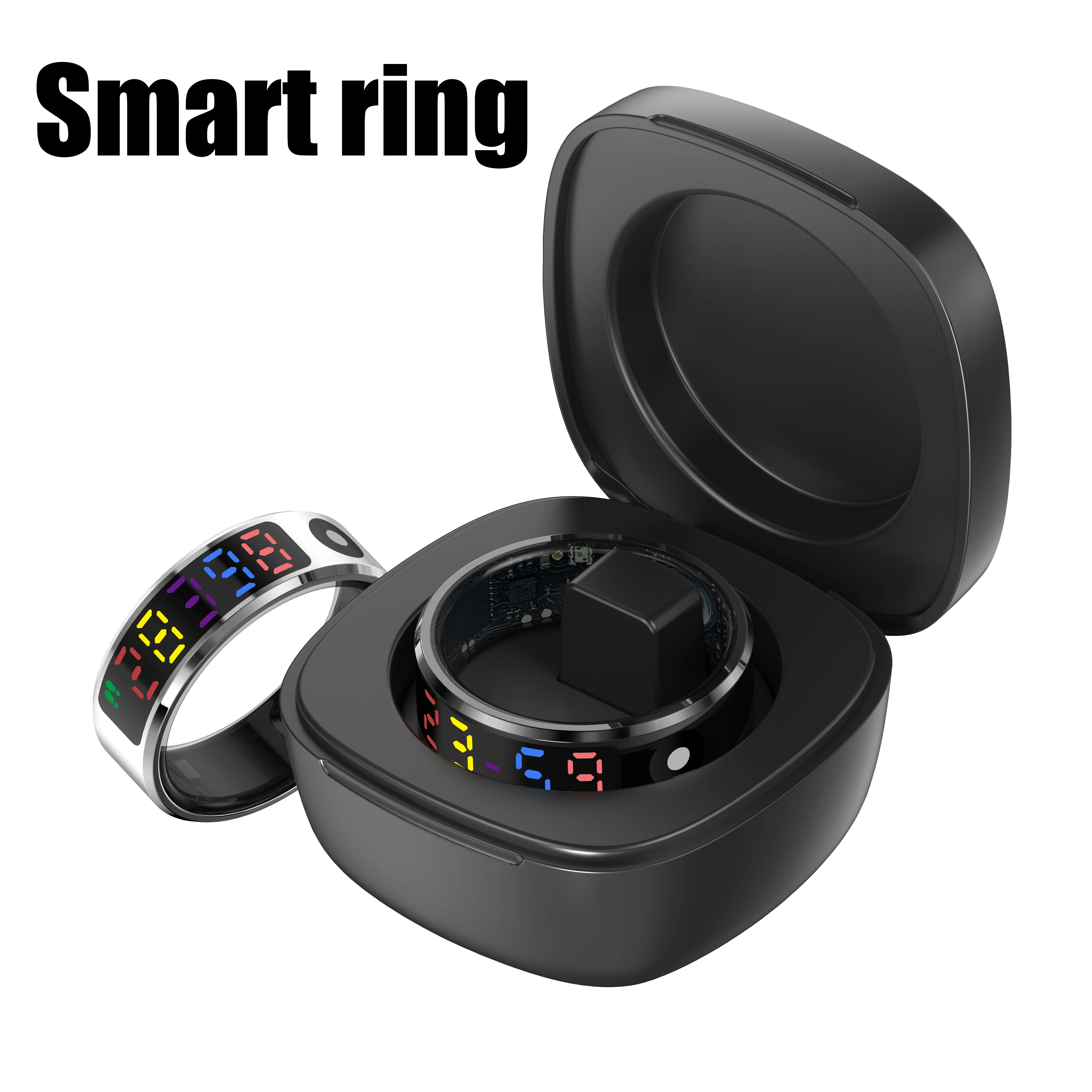 

2025 New smart ring touch color screen heart rate blood pressure sleep blood oxygen exercise 5ATM waterproof gesture control