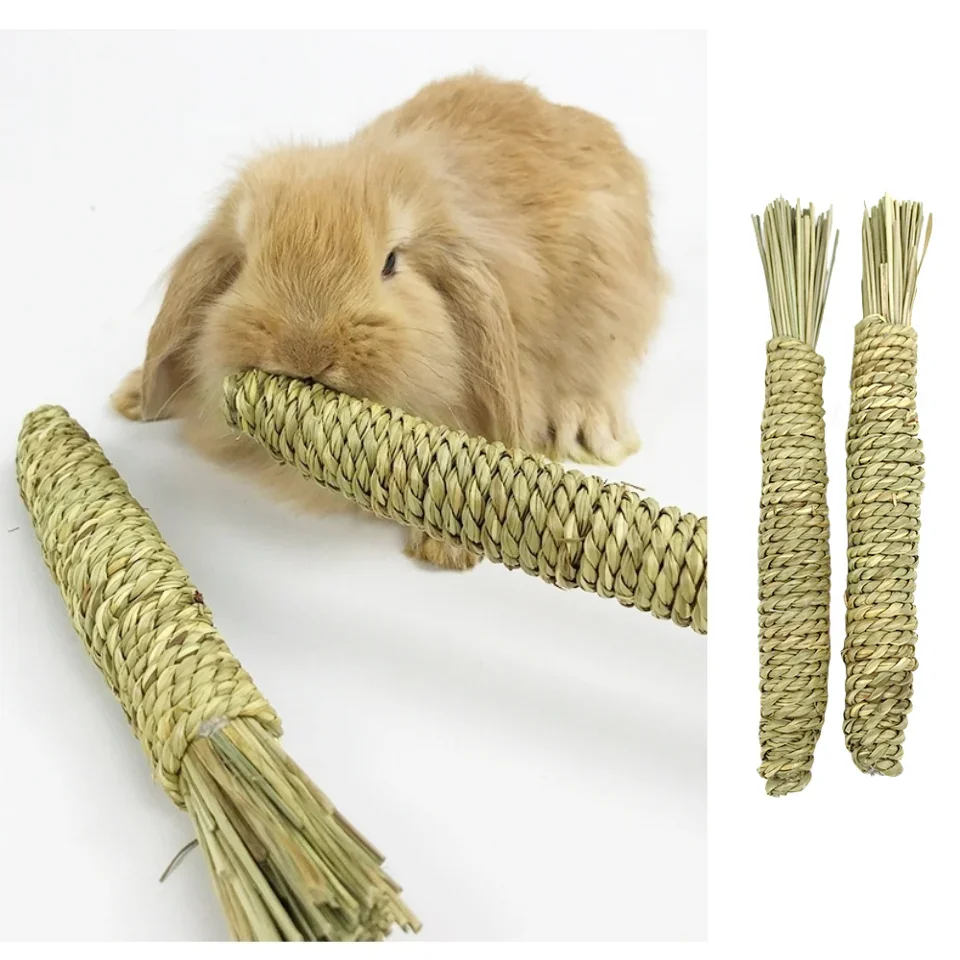 Rabbit Chew Toys Grass Woven Natural Rabbit Chew Carrot Rabbit Chew Sticks Small Animals Grinding Teeth Supplies Carrot toys