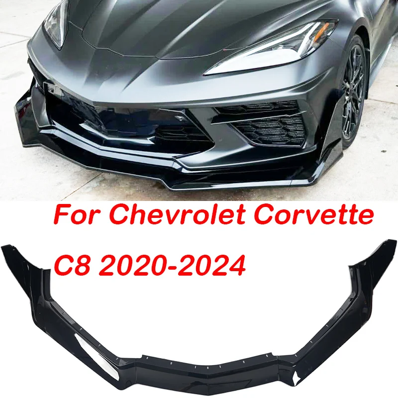 For 2020-2024 Chevrolet Corvette C8 Car Front Bumper Lip Spoiler Splitter Winglet Carbon Fiber Style ZR1 Style