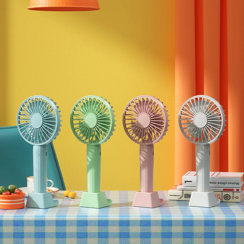 USB Handheld Mini Fan Foldable Portable Neck Hanging Fans 3 Speed USB Rechargeable Fan with Phone Stand Suitable For Outdoor Use