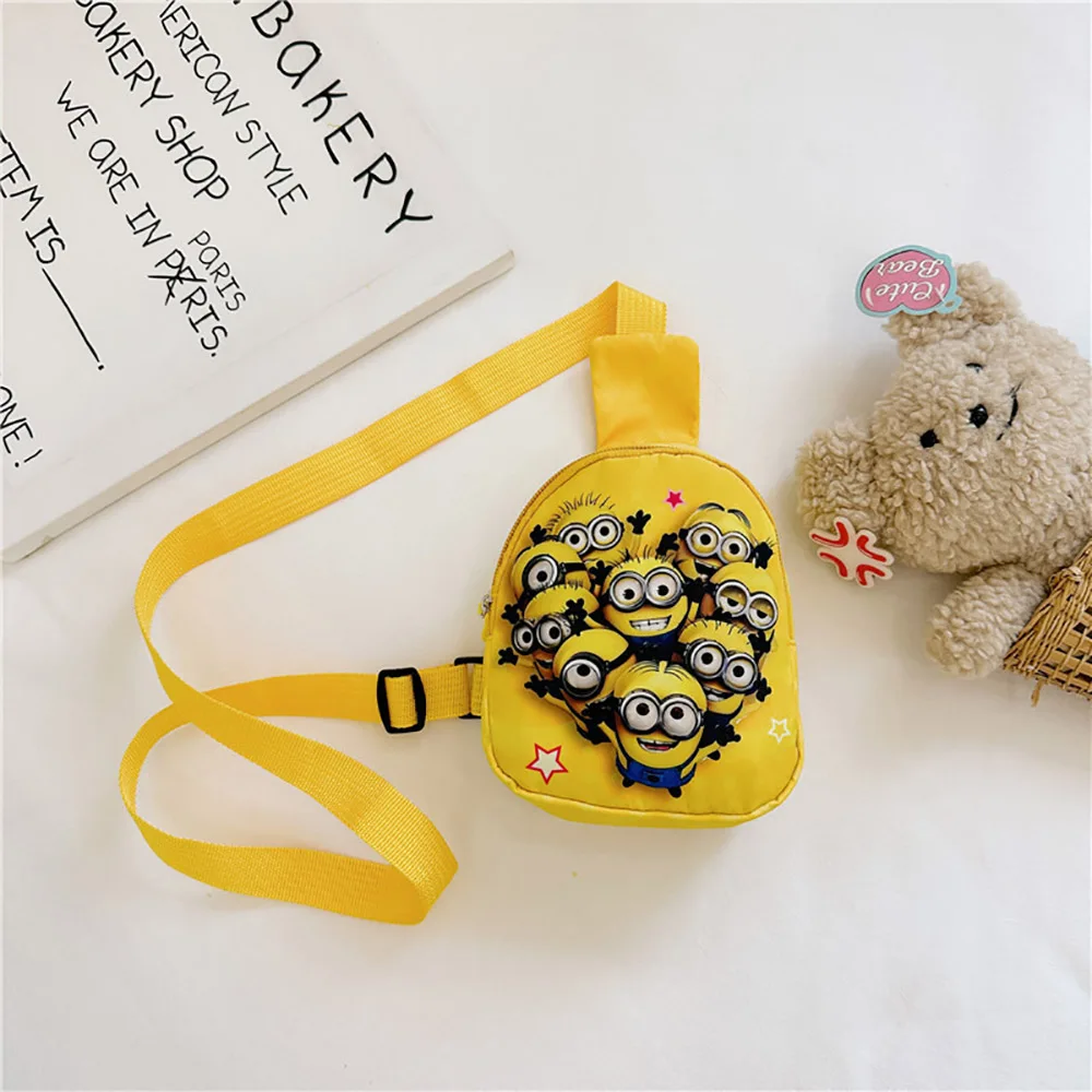 Minions Children\'s Crossbody Bags Kawaii Anime Figure Satchel Cartoon Purse Storage Bags Portable Travel Backpack For Boys Girls