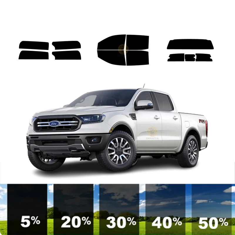 precut Removable Window Tint Film For Car 100% UVR 5%-35%VLT Heat Insulation Carbon ﻿For FORD RANGER 4 DR PICKUP 2017-2023