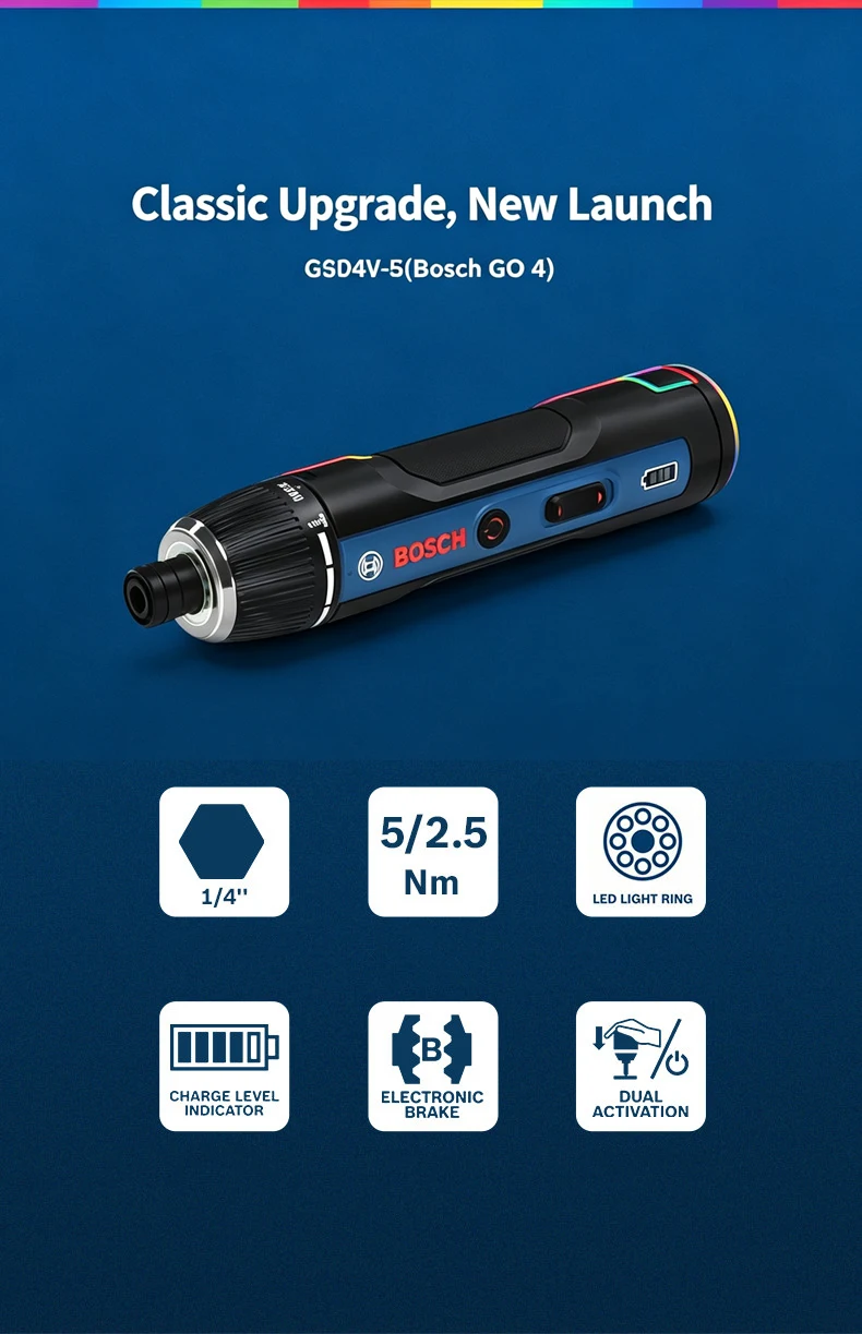 BOSCH GO 3/4 Cordless Screwdriver 3.6/4V Lithiumion Battery Rechargeable Cordless Drill with Box Bosch GO3 Professional Tool Set