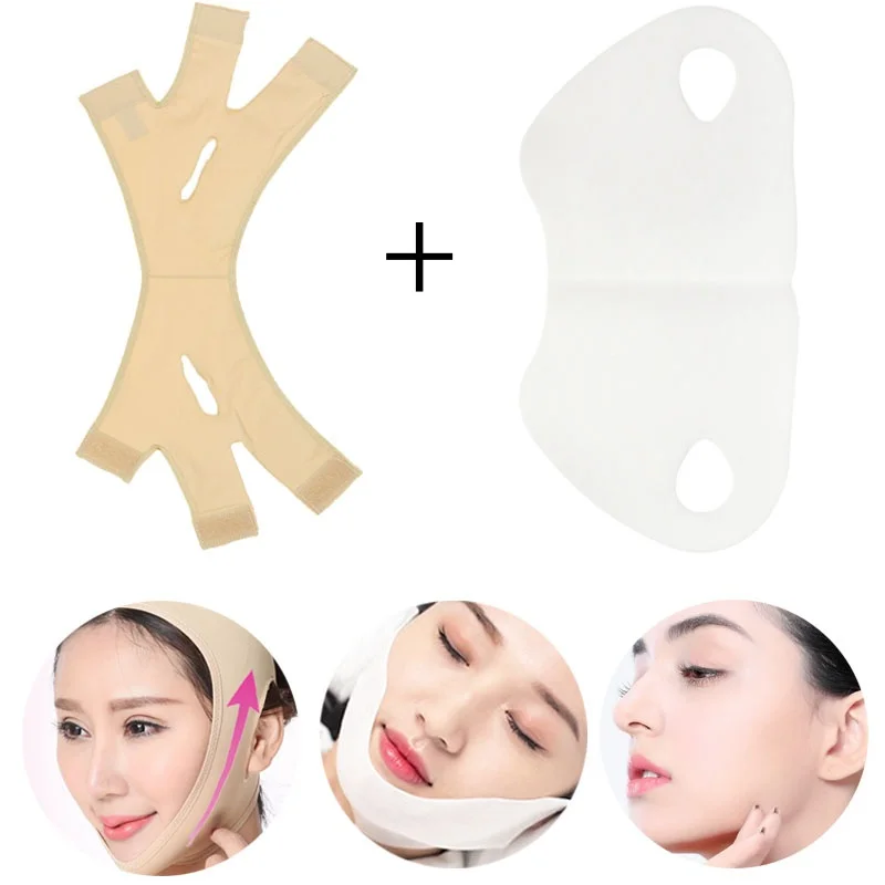 2개입 얼굴 리프팅 V라인 슬리밍 밴드 마스크 키트 탄력있는 V라인 쉐이퍼 턱 리프팅 탄력 강화 장치 안티에이징 주름 제거기