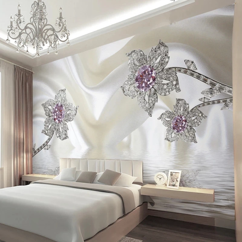 Customized Modern Abstract Pearl Jewelry Silk Murals Hotel Dining Room Living Room Decorae 3D Embossed Luxury Wallpaper bedroom