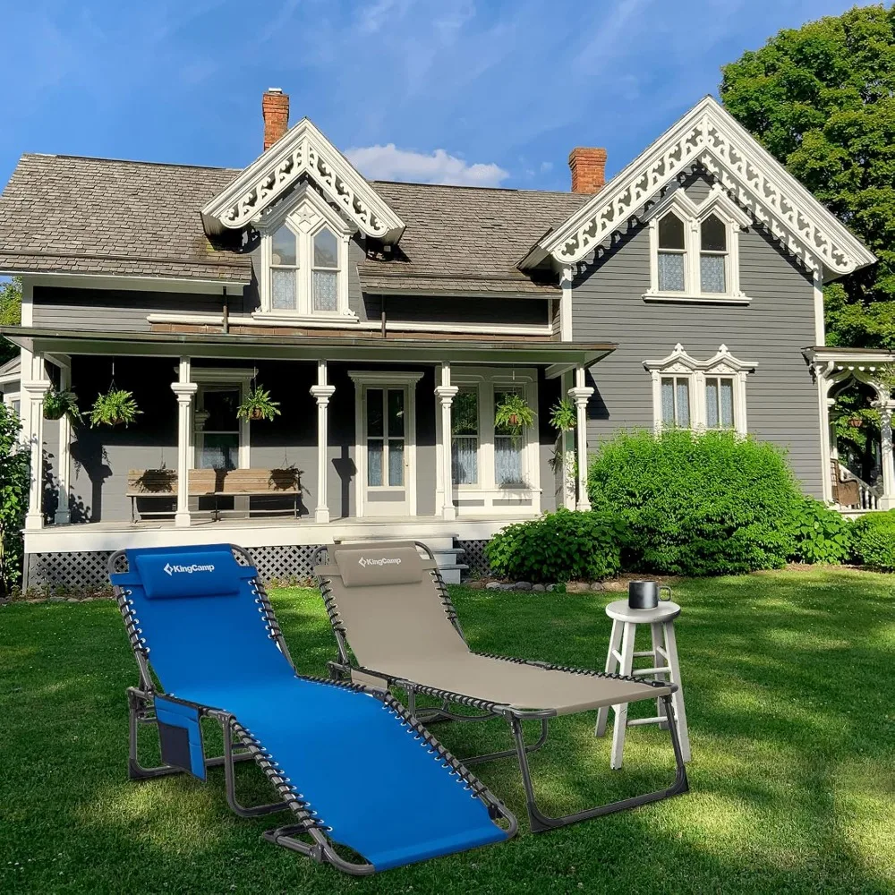 كرسي صالة محمول قابل للطي للاستخدام الخارجي - 4 أوضاع قابلة للتعديل، كرسي تخييم خفيف الوزن على الشاطئ وحمام السباحة #2