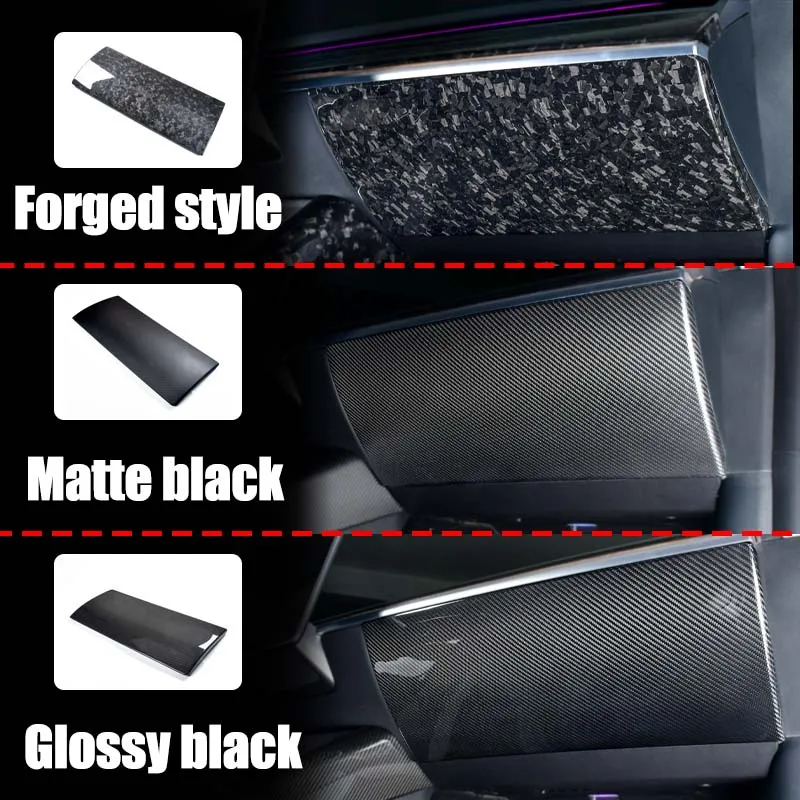 For Tesla Model 3 Y LHD Car Interior Accessories Real Carbon Fiber Glove Box Cover Sticker Copilot Anti Kick Protection Patch