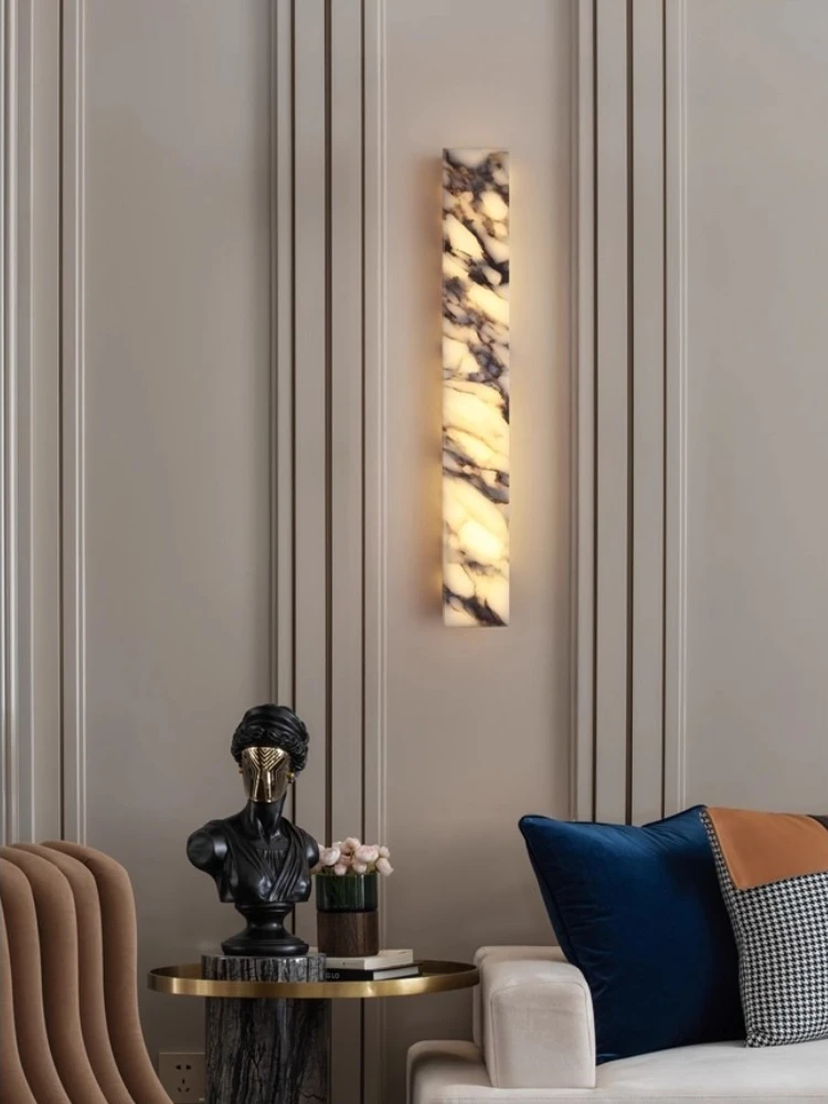 Marble strip wall lamp, antique style, light luxury, high-end feeling, hotel decoration lamp, living room and room wall lamp