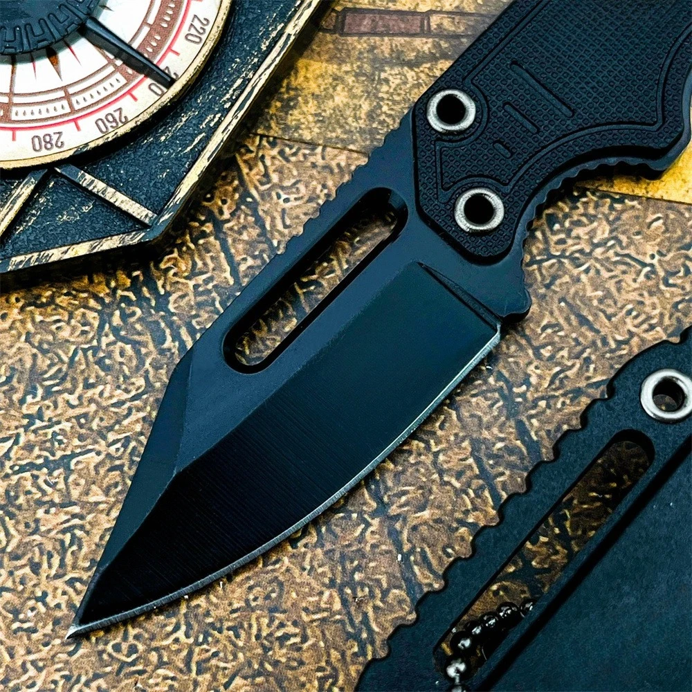 Full-Tang-Messer mit G10-Griff, leichtes EDC-Taschenmesser mit Halskette, Multifunktionswerkzeug mit ABS-Kunststoffhülle, tragbares Outdoor-Camping-Messer – Detail 3