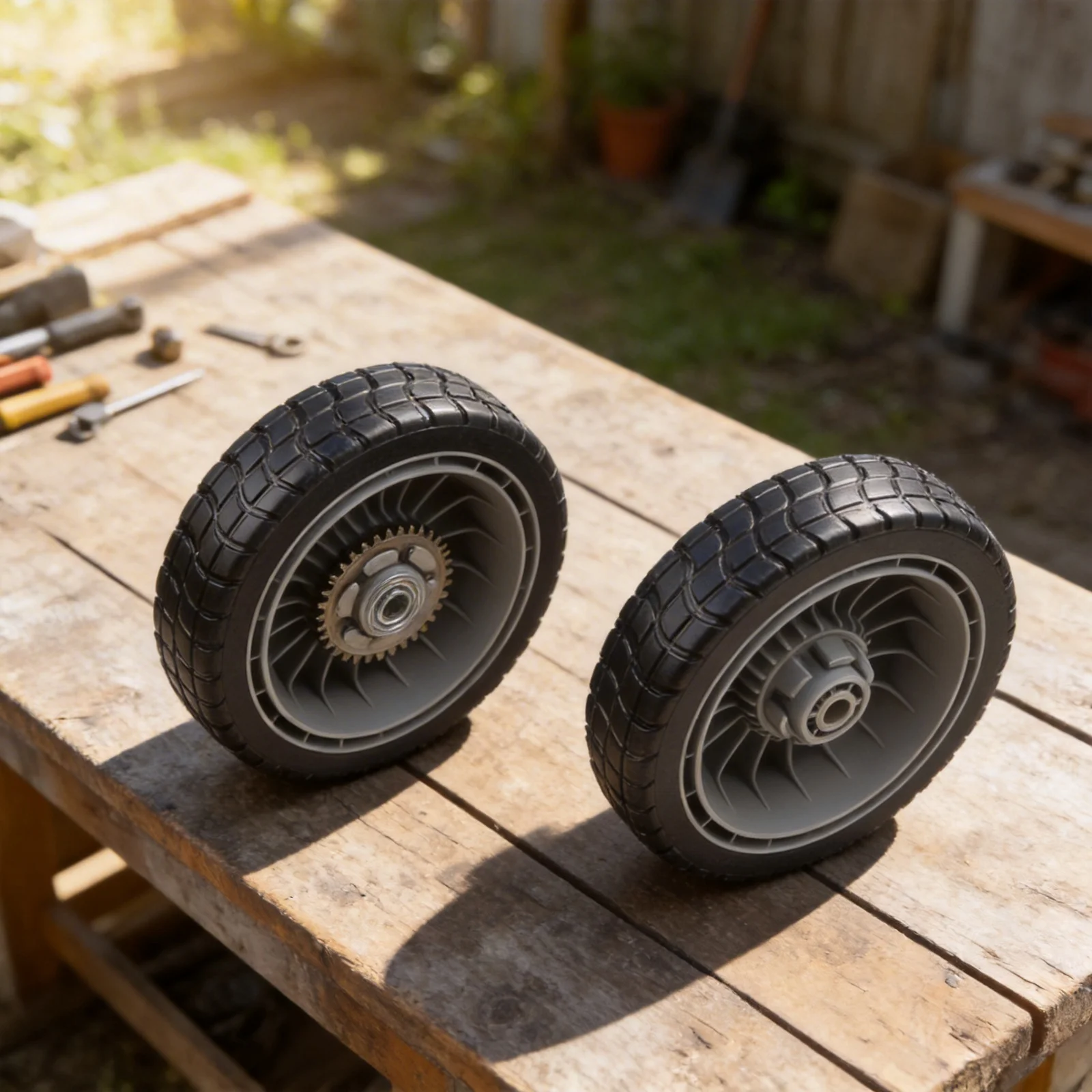 

Сменные колеса для газонокосилок: пластиковые, резиновые, металлические, с 12-зубчатой приводной шестерней, ширина шины 2 дюйма