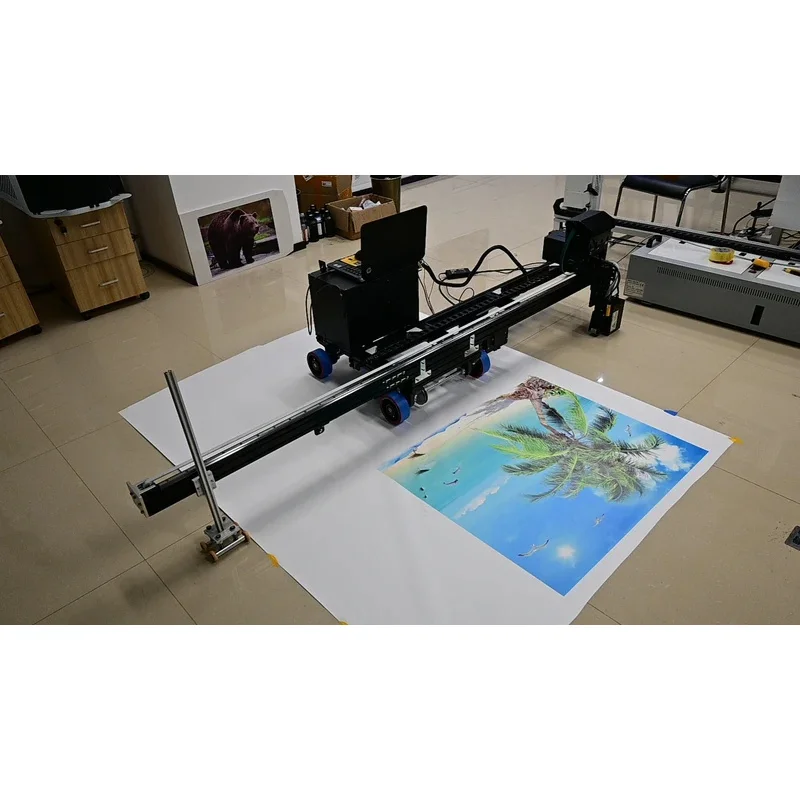 Large format 2-in-1 Wall Floor Printer Automatic 3D UV Ink Vertical inkjet Wall Painting Printer  On The glass tiles white Wall