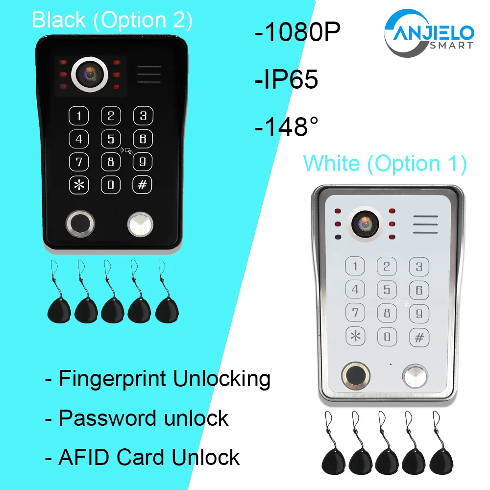 

3 in 1 Doorbell for Home Video Intercom 1080p Wired Door Bell Camera Fingerprint IC Card Password Unlock Outdoor Call Panel 148°