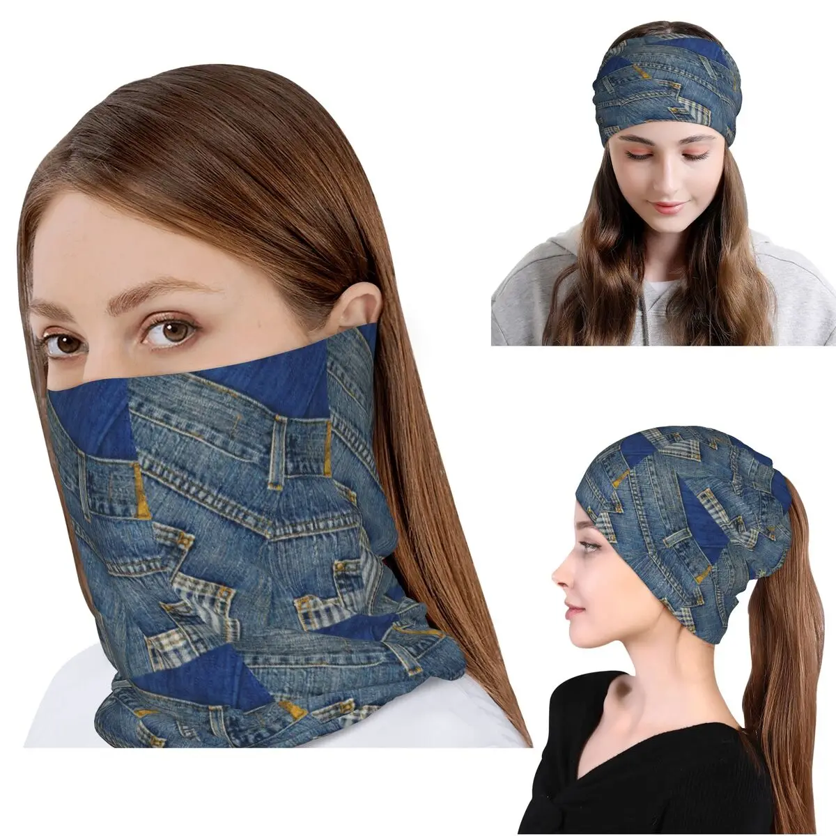 

Behind Pants I Love Bluejeans Denim Bandana Neck Gaiter Mask Scarf Multifunction Headwear Beanies Hat for Men Women Adult