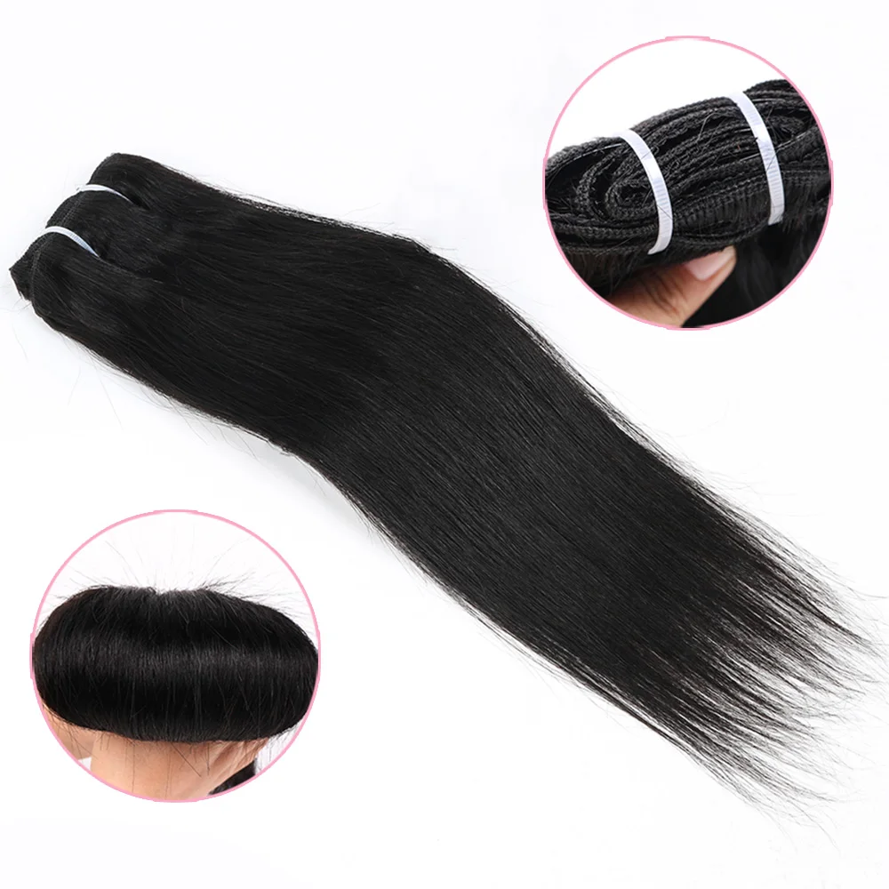 Raw Unprocessed 100g/Set Seamless Clips in #1B Natural Color Human Hair Extensions Long PU Weft Invisible Straight Hair