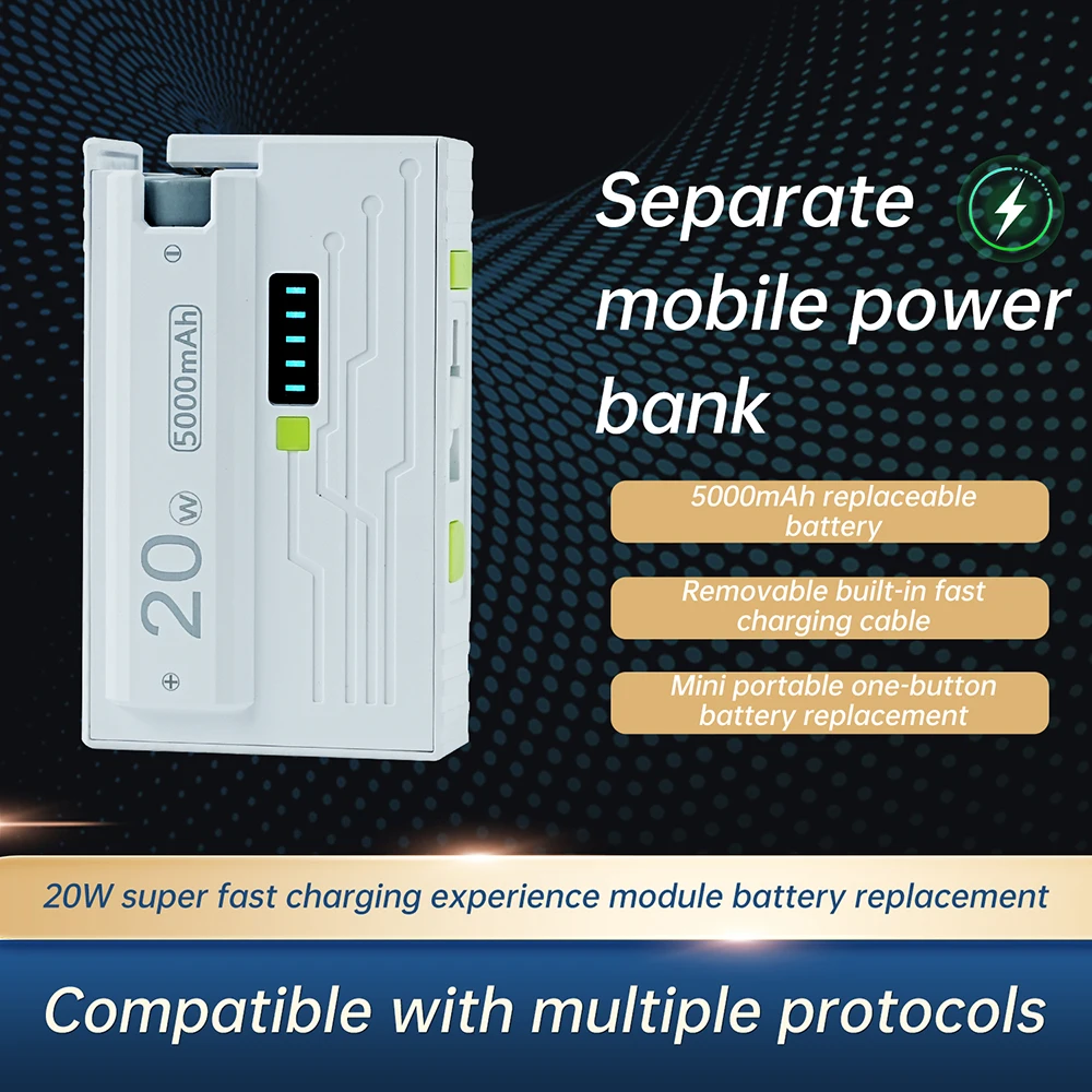 

1 Section 21700 Battery Box DIY kit With Ejector Plug Mobile Power Shell 20W Fast Charging Dual Mode DIY Assembly Kit White Gray
