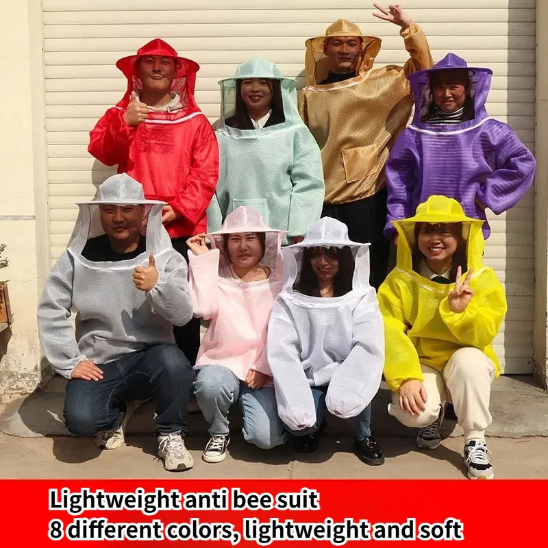 Anti Bee Suit Beekeeping Protective Hooded Jacket Veil Smock Breathable Mesh Protective Clothing Beekeeper Preventing Bee Bites