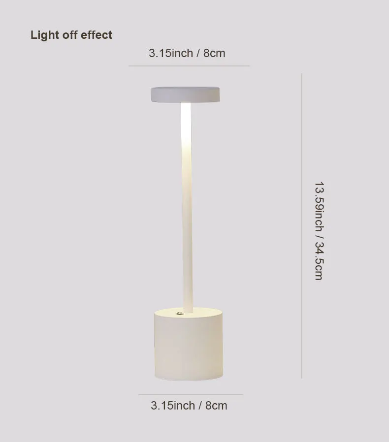 LED Table Lamp Hotel Wireless Rechargeable Desk Lamp Touch Switch Table Lamp Metal Retrolight for Bedroom Living Room Restaurant