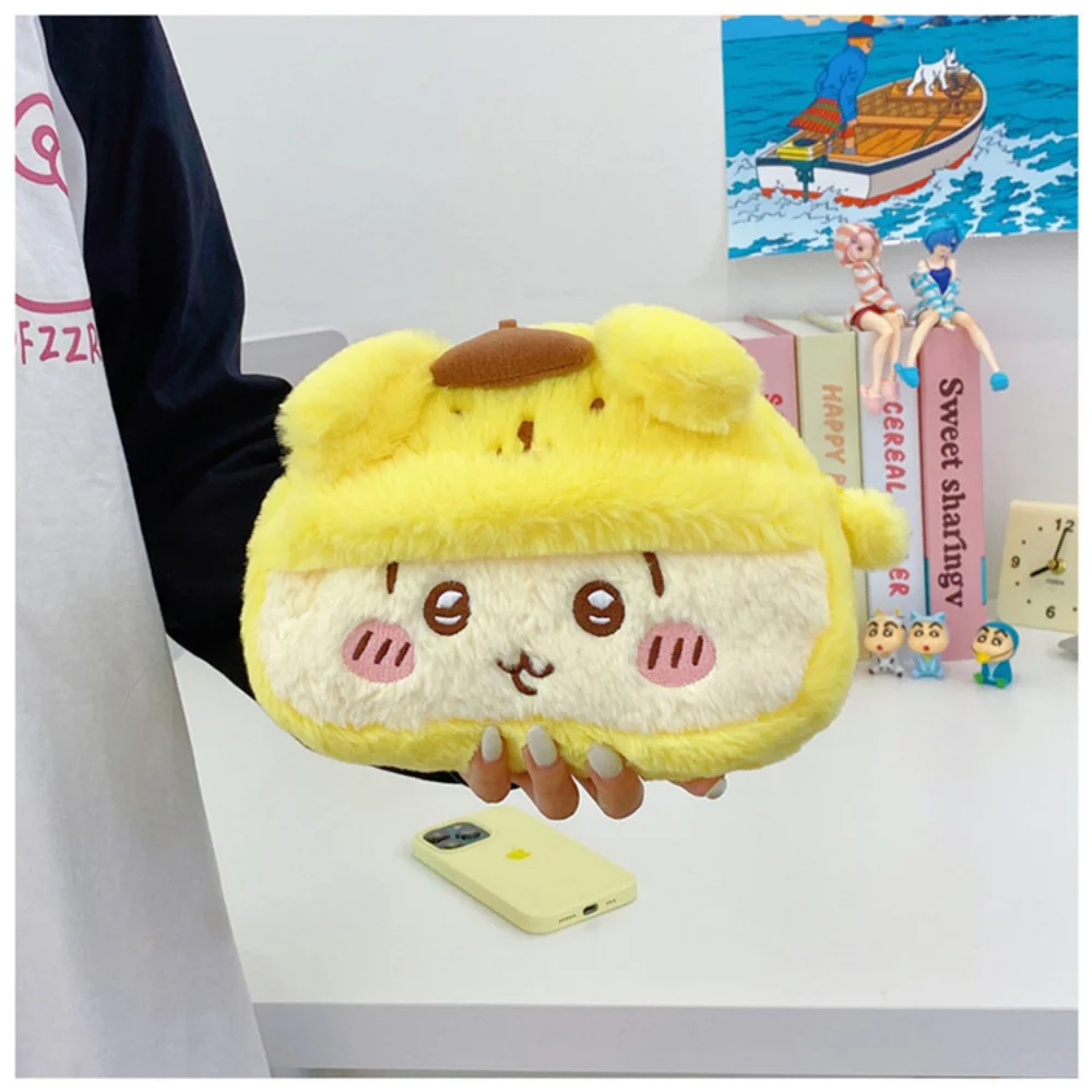 귀여운 산리오 치이카와 필통, 인스타 감성의 귀여운 봉제 가방, 십대 학생들을 위한 화장품 파우치 겸용 지퍼 펜 케이스, 여학생 선물