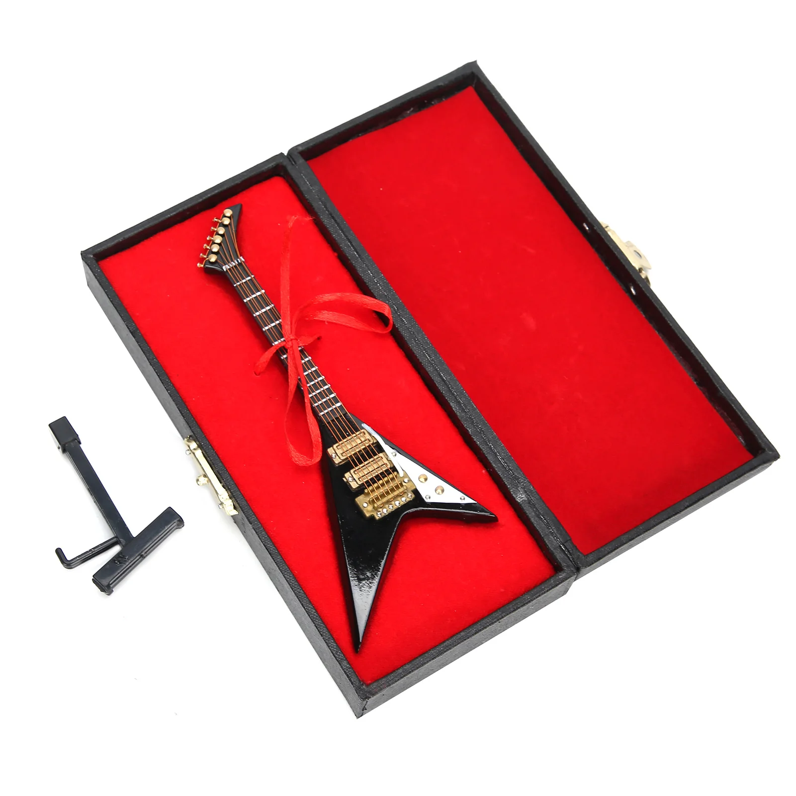 14cm Electric Guitar Model Black Mini Musical Instruments Collection Gift Ornaments