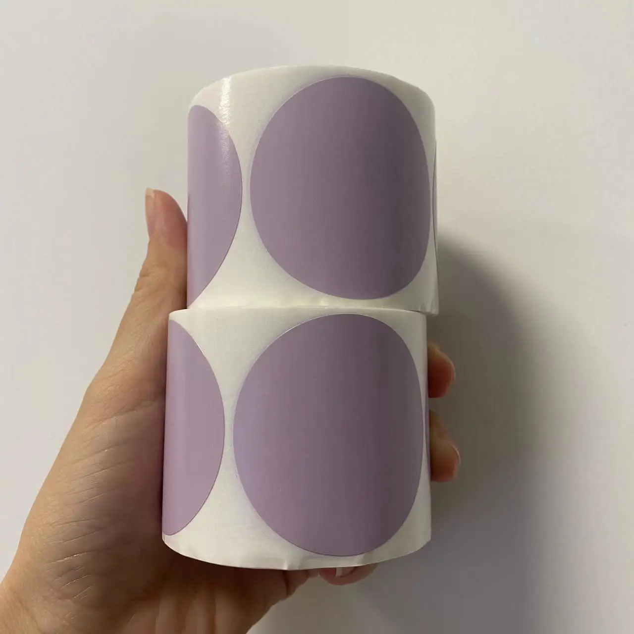 1Roll Direct Thermal Label Purple Circle Rectangle Sticker DIY Brand Design Self-Adhesive Blank Thermal Label Rolls for Printer