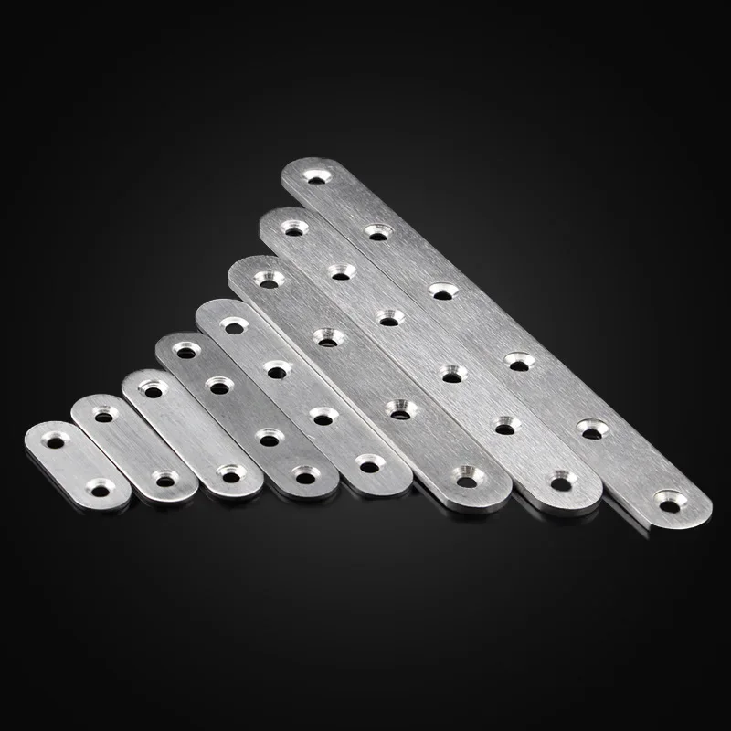 Stainless Steel Flat Plate Straight Code Straight Piece Corner Iron Hardware Fastening Device One Character Horse Fixing Piece