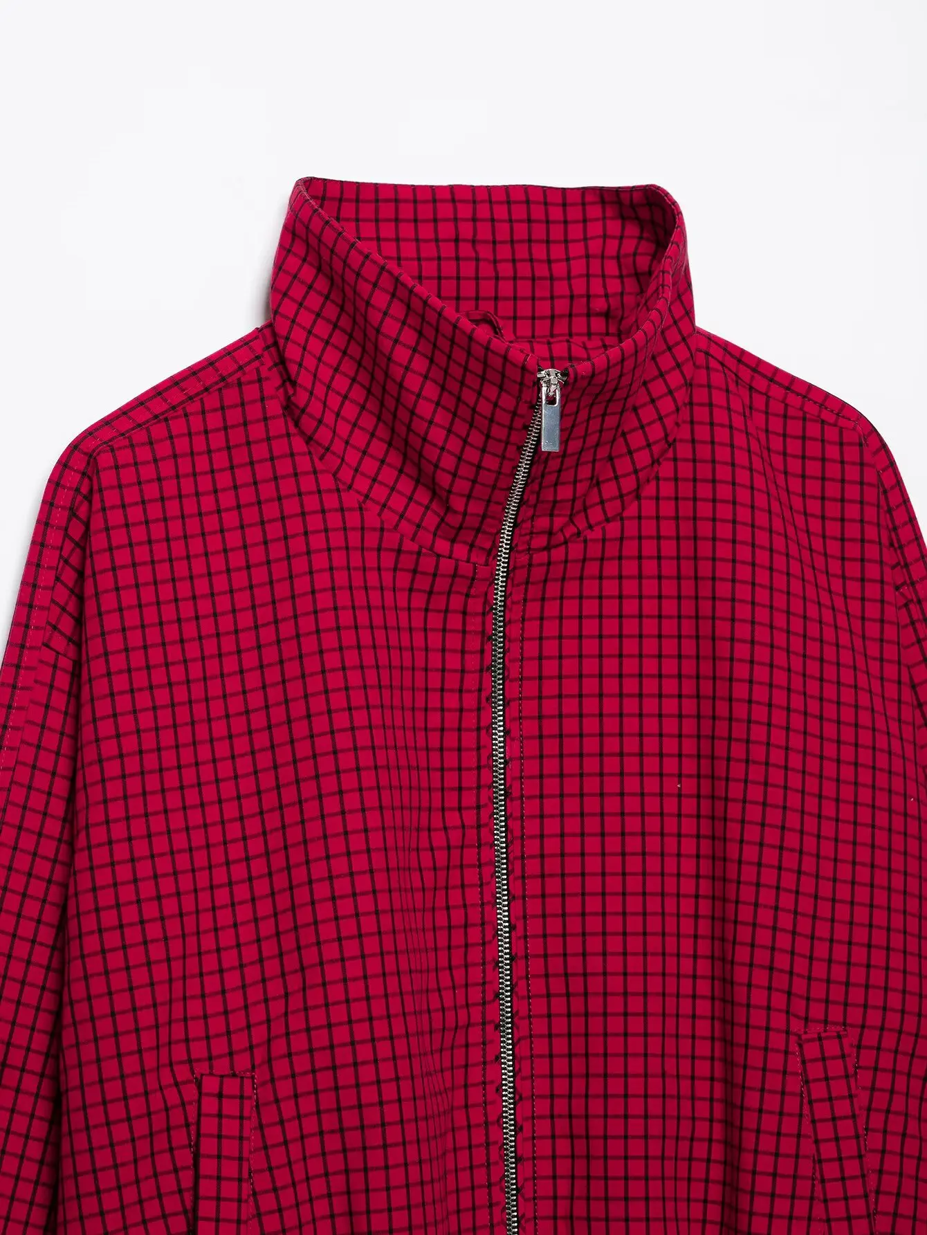 TFMLN Damen Bomberjacke Kariert Stehkragen Reißverschluss Lose Jacke Herbst Winter High Street Lässig Schick Damenjacken 2026 – Detail 4
