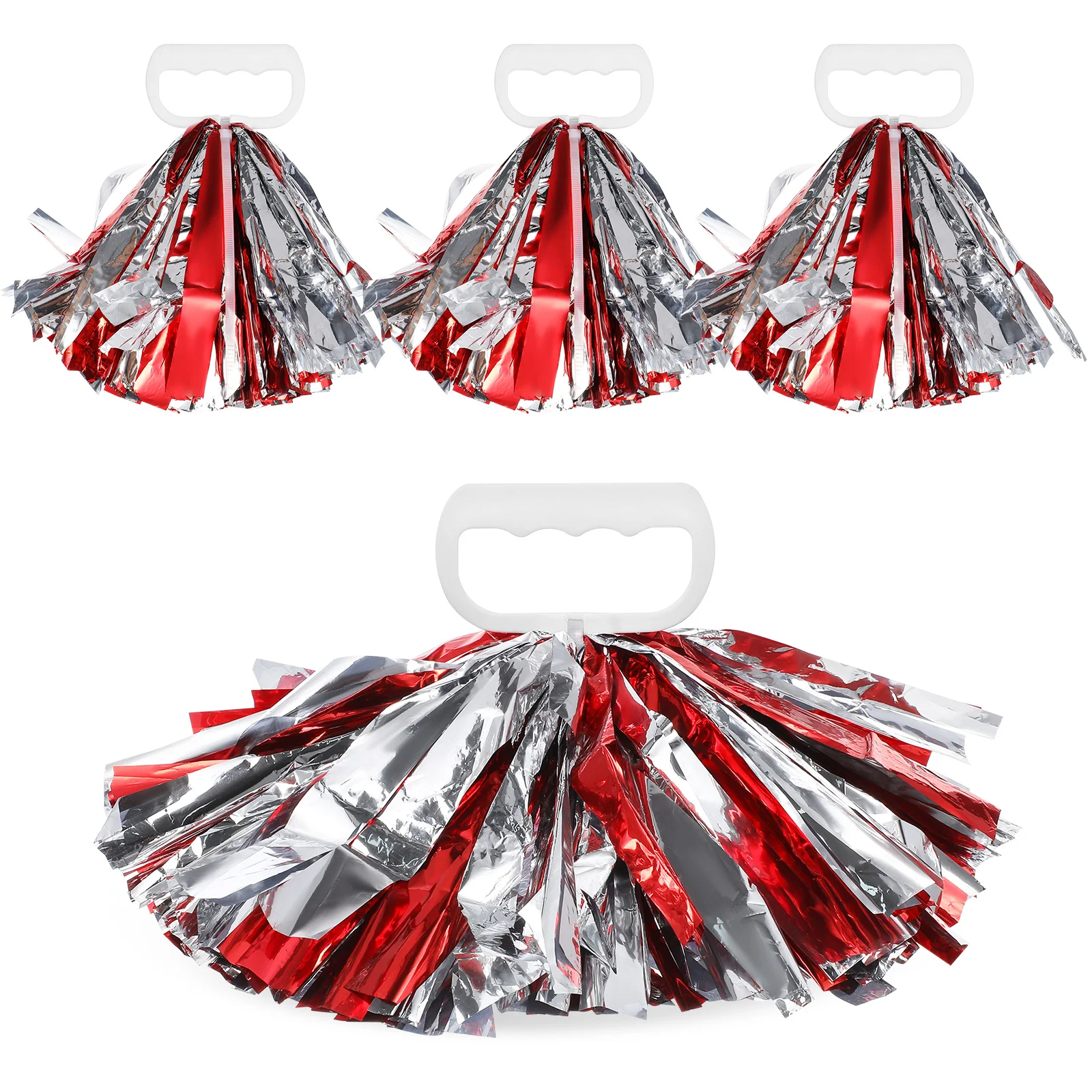 

4 pcs Cheerleading Pom Poms Four Finger Ring Design Bright PE Material Sports Event Party Favors Cheering Squad