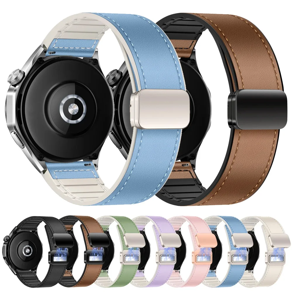 22mm 20mm Leather+Silicone Strap For OnePlus Watch 4 Lite 3 2 2R Magnetic Comfortable Bracelet For OPPO Watch X3/S/X2/4 Pro Belt
