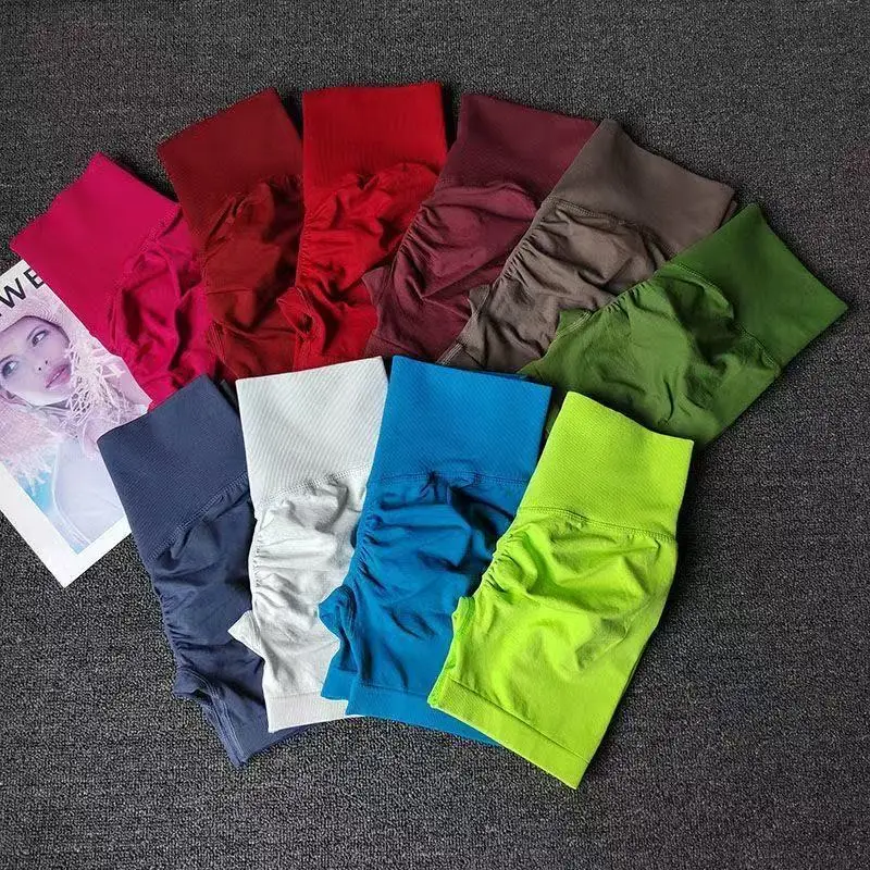 

Three-point Yoga Pants Medium High Waist High Elastic Tight Hip Lift Fitness Pants Knitted Peach Pilates Sports Yoga Shorts