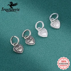 TrustDavis New Fashion Real 925 Sterling Silver Trendy Romantic Heart Charm Pendant Handmade DIY Accessories Wholesale DZ1646