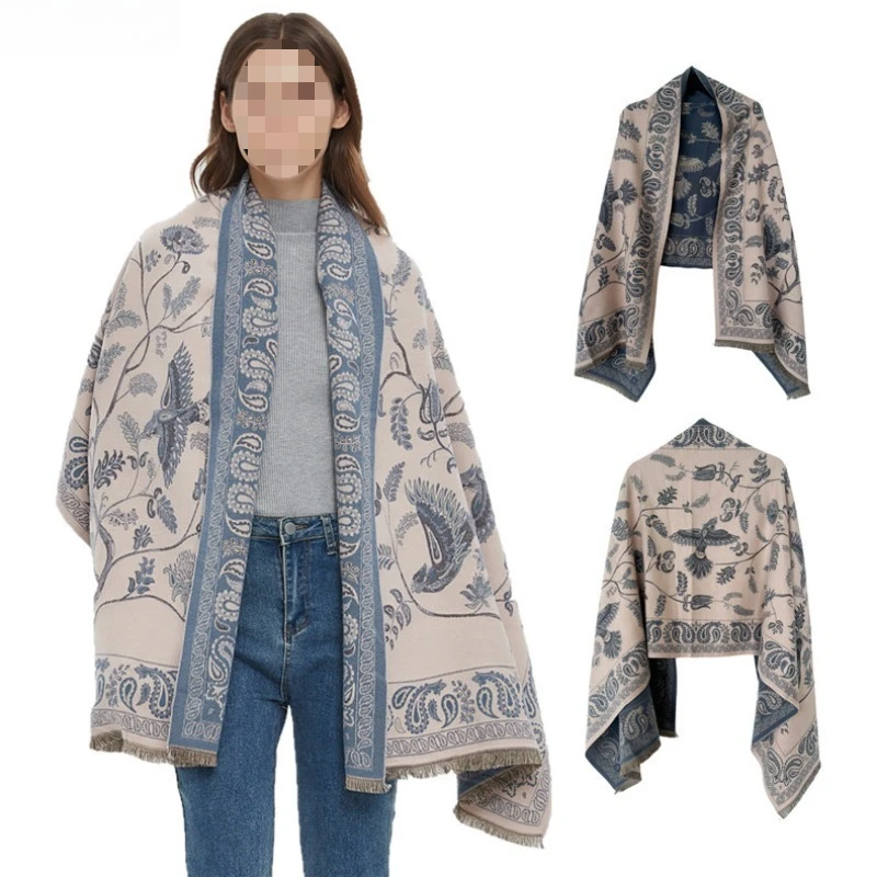 

Autumn and winter scarf, soft jacquard cashew flower scarf shawl dual-purpose