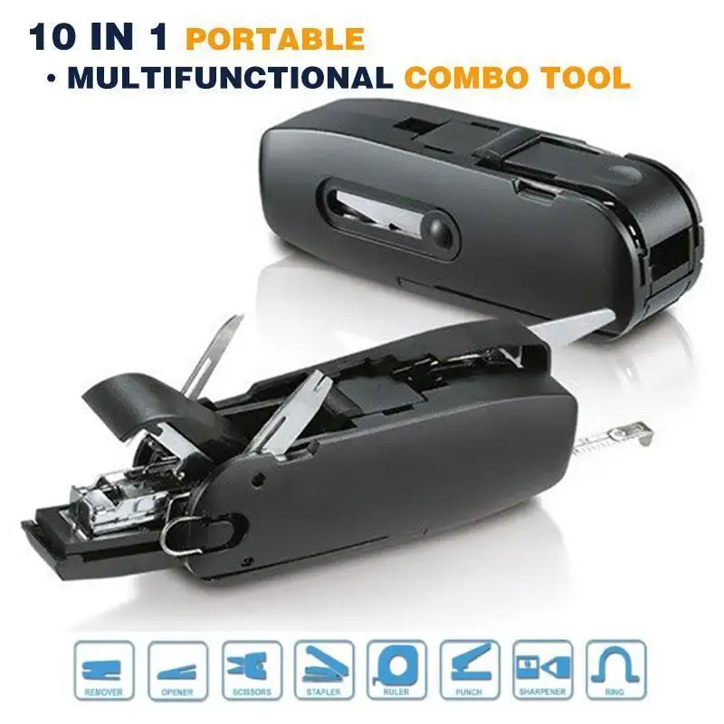 10in1 Multifunctional Hand Combo Tool Sets Portable Stapler Folding Hand Pliers Scissors with Ruler Office Home DIY Hand Tools