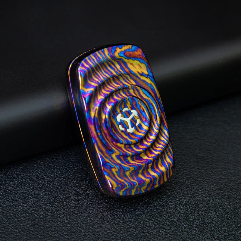 

EDC Titanium Damascus Copper Zirconium Stainless Steel Push Slider Mechanical Intensive EDC Decompression Tools
