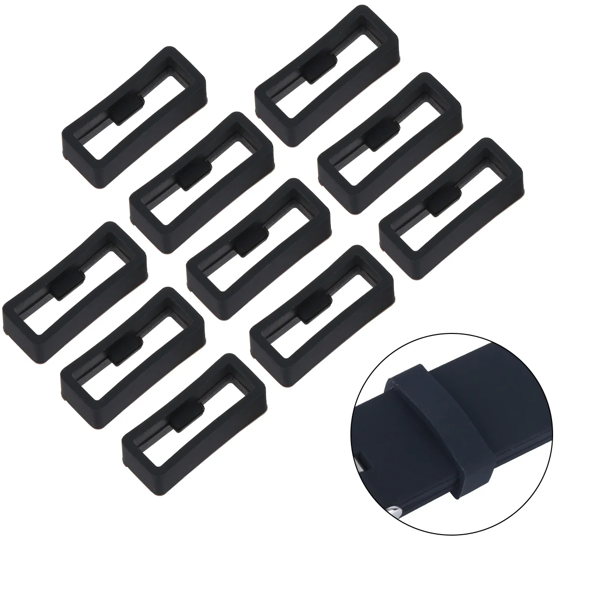 

20pcs 22Mm Silicone Watchband Fastener Rings Non-Slip Wristband Keeper Retainer Black Durable Flexible Easy Install Watch Strap