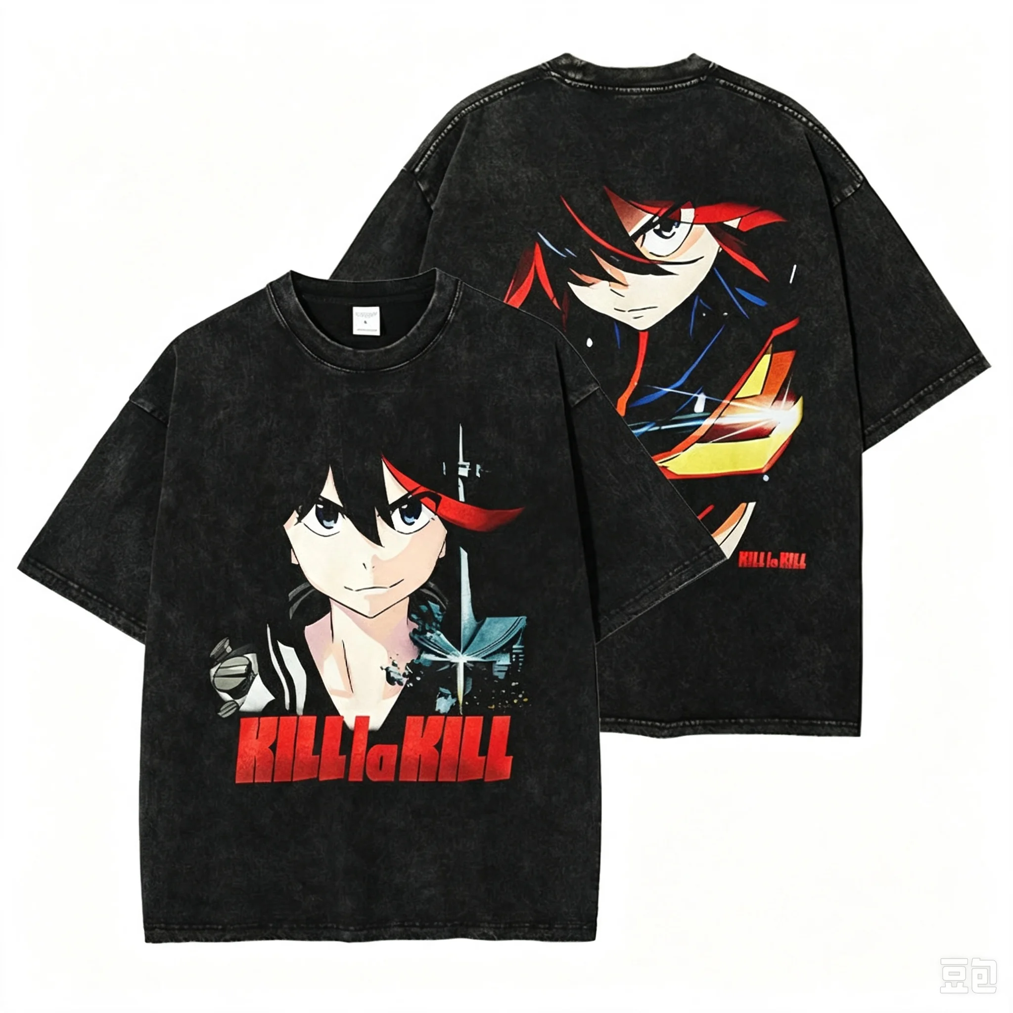Anime K-Kill La Kill T-Shirt Oversized Vintage Washed Matoi Ryuuko T-Shirts Man Manga Harajuku Hip Hop Cotton Shorts Sleeve