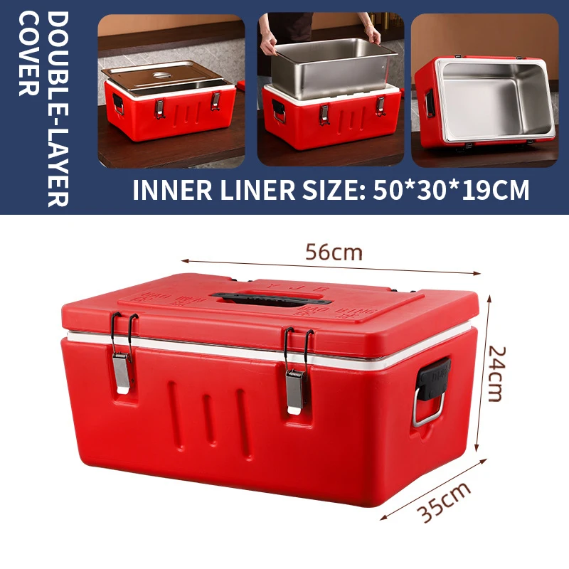 

1/2/3/4 tanks Insulated Food Pan Carrier Stackable Catering Hot Box with Stainless Steel Pans Food Warmer for Restaurant Canteen