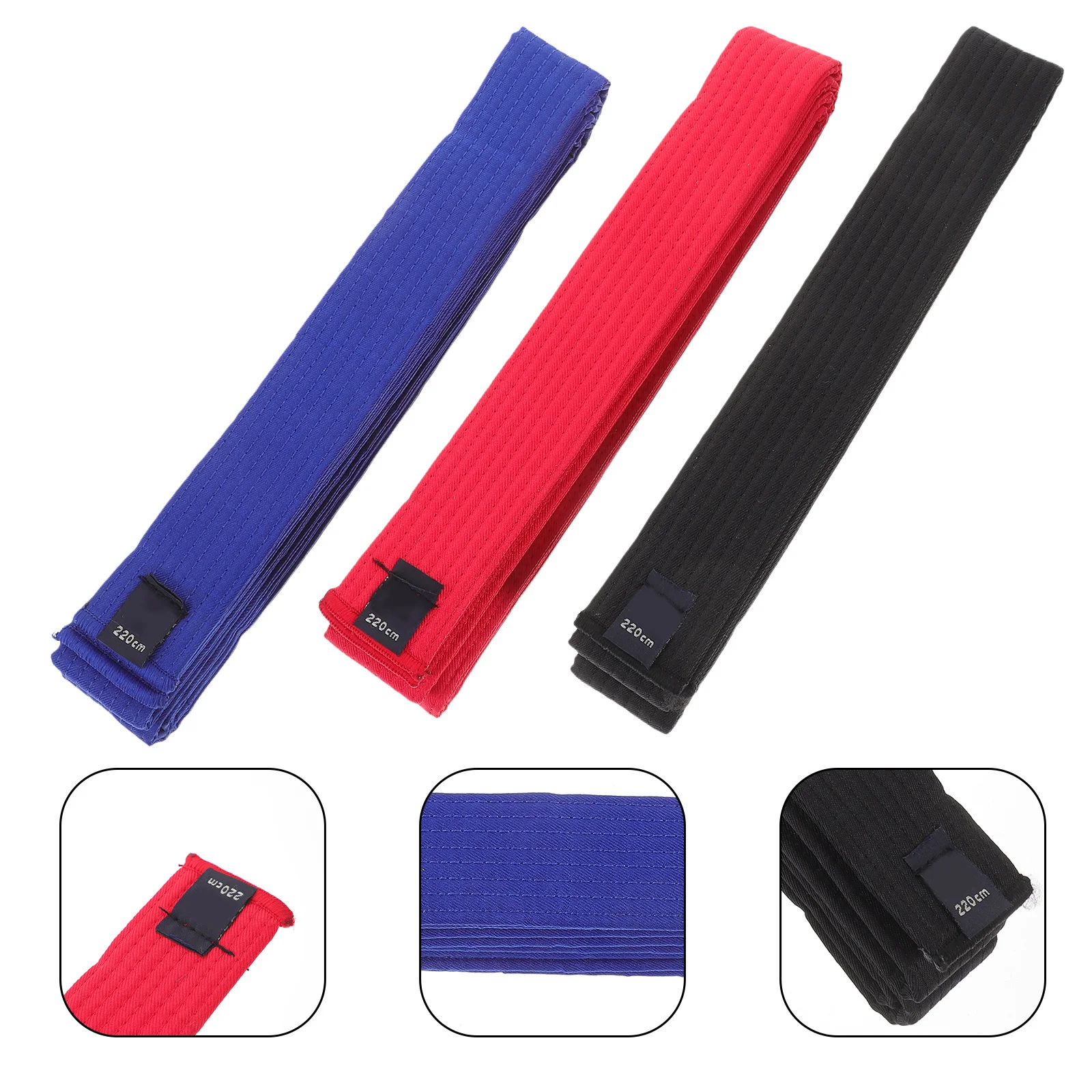 

3Pcs Multicolor Cotton Taekwondo Belts Professional Martial Arts Training Waistbands Lightweight Comfortable Karate Gifts