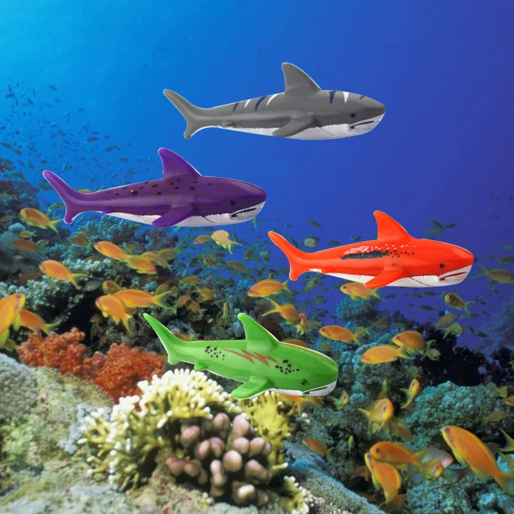 4Pcs Diving Buoy Gliding Shark Rockets Brightly Colored for Swimming Pool Swim Training Practice Dive Duoy Diving Toys