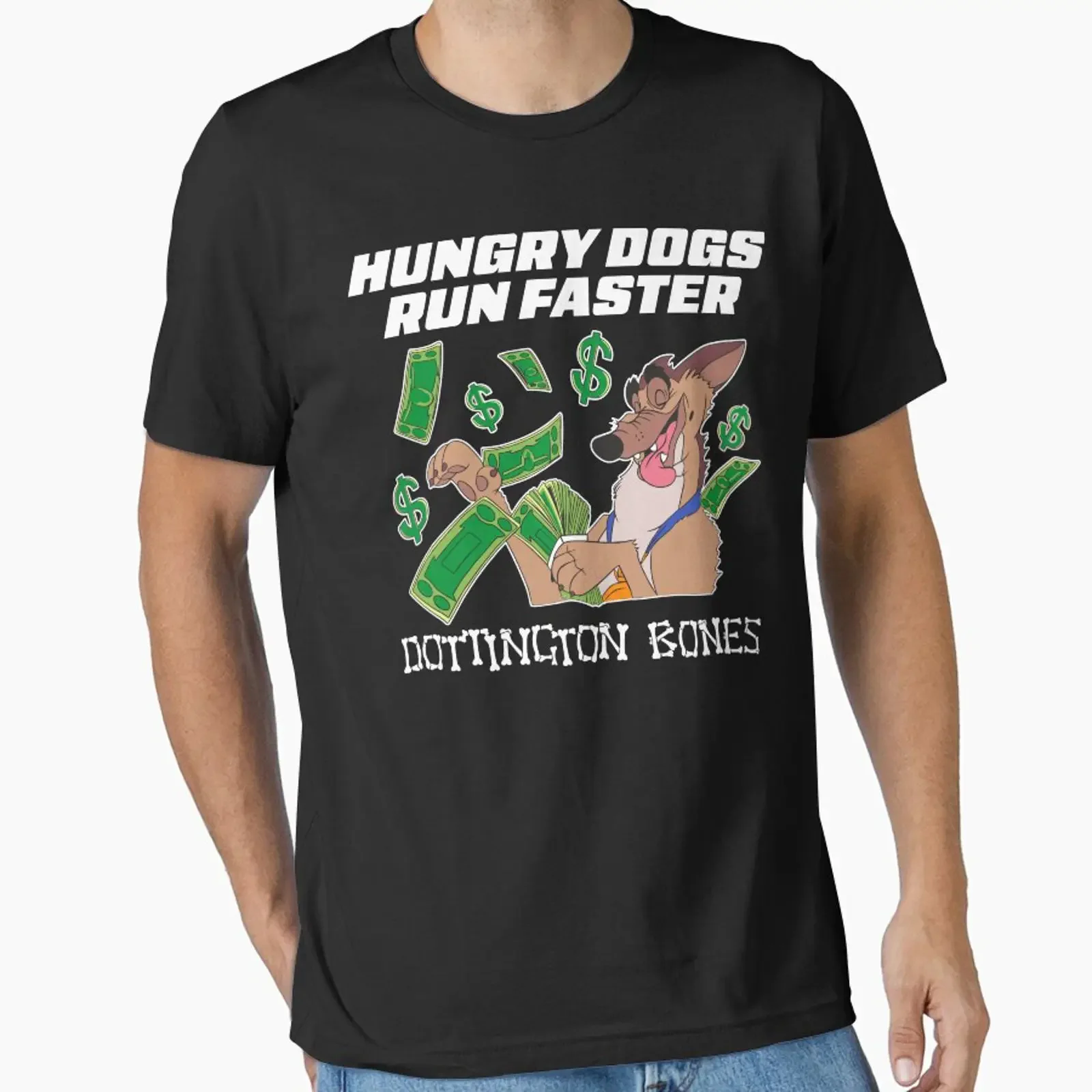 Hungry Dogs Run Faster Dottingion Bones Funny Dog Essential T Shirt vintage Washed Slightly homme Comfortable Casual Stylish