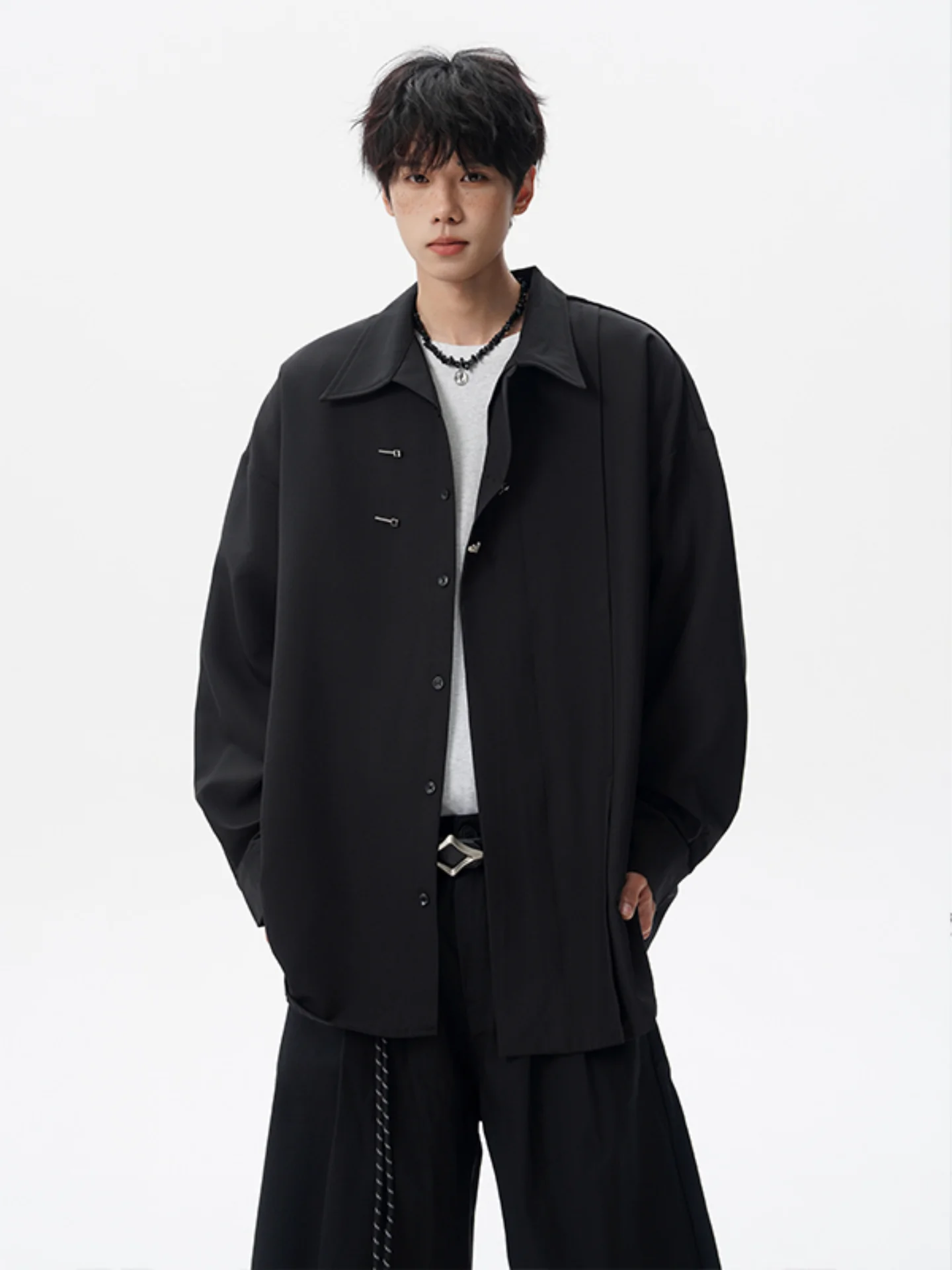 

Новая китайская мужская куртка свободного кроя с металлическими пуговицами и длинными рукавами для подростков и студентов