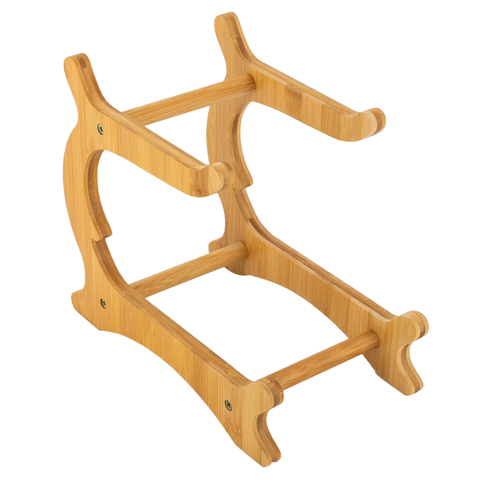 2 Tier Fruit Bowl Stand with Bamboo Frame, Dual PP Serving Trays, 10.2x7.4 Inch Fruit Serving Tray, Detachable Fruit Basket