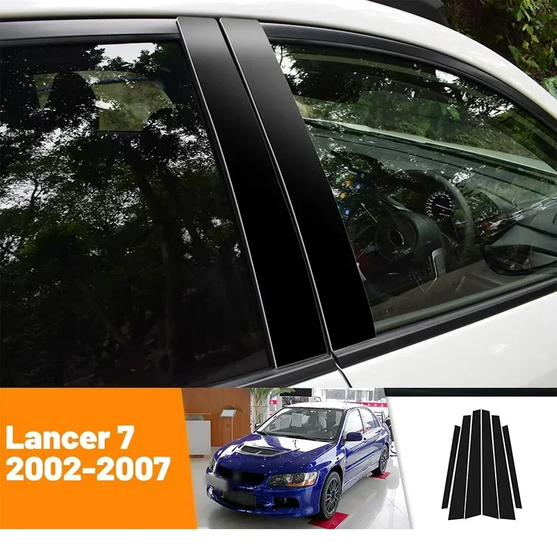 

For Mitsubishi Lancer 7 2002-2007 2003 2004 2006 Car Black Carbon Fiber Doors and Windows B C Stickers Accessories