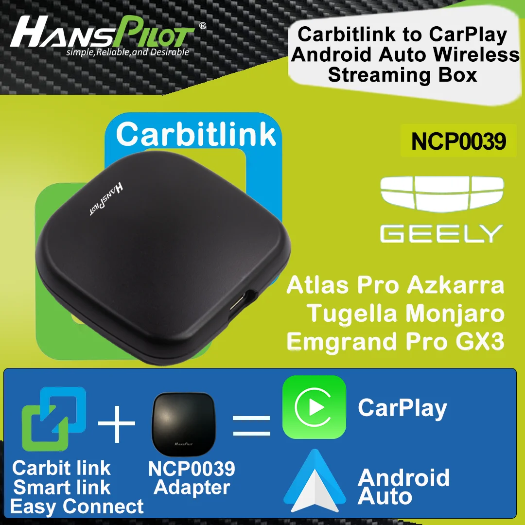 NCP0039 Geely Monjaro Tugella Atlas Pro Emgrand Pro GX3 Azkarra carbitlink easy connect adapter To CarPlay  Android Auto NCP0036